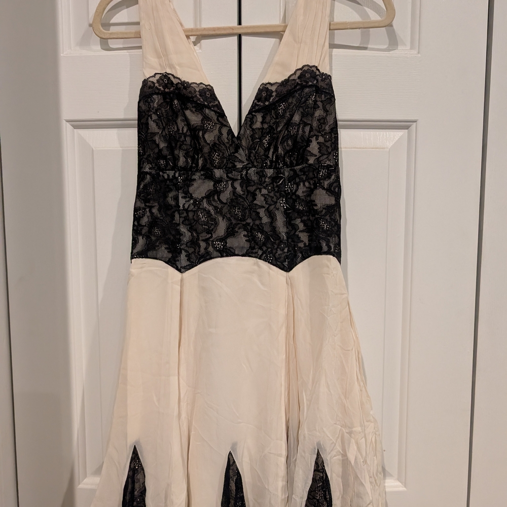 Elegant Black and Cream Lace Dress
